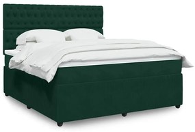 3292415 vidaXL Боксспринг легло с матрак, тъмнозелено, 180x200 см, кадифе