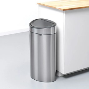 Кош за боклук Brabantia Touch Bin New Recycle 650527, 23+10 л, Безшумно и плавно затваряне, Плосък гръб, Устойчив на пръстови отпечатъци, Инокс/Мат
