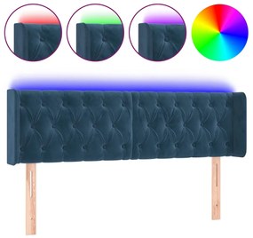 3123624 vidaXL LED горна табла за легло, тъмносиня, 147x16x78/88 см, кадифе