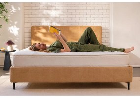 Тапицирано двойно легло с включена подматрачна рамка в цвят горчица 180x200 cm Noira Slim – Bonami Selection