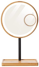 Lanaform - Козметично огледало с регулируема яркост и LED подсветка, 5V USB, бамбук