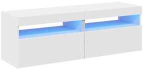 804410 vidaXL ТВ шкафове с LED осветление 2 бр бели 60x35x40 см