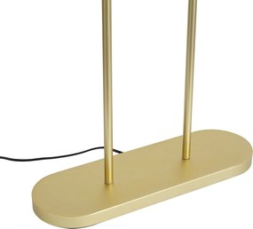 Vloerlamp messing met ovale kap blad design en gouden binnenkant 50cm - Thijmen