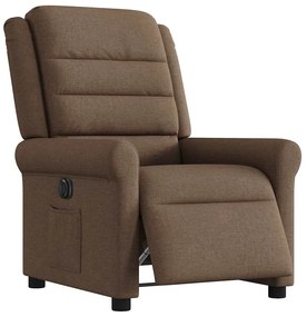 3303298 vidaXL Електрически наклоняем стол, кафяв, текстил