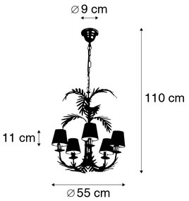 Полилей в стил арт деко златен 5-светъл с бели капачки - Botanica