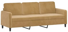 359459 vidaXL 3-местен диван, кафяв, 180 см, кадифе