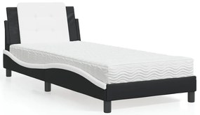 3208850 vidaXL Рамка за легло без матрак Zadar, черно и бяло, 100x200  см, изкуствена кожа