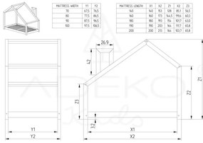 Легло за къща, изработено от борова дървесина, 120 x 200 cm Mila DMS - Adeko