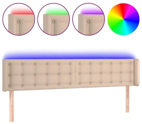 3123349 vidaXL LED Горна табла за легло, капучино, 203x16x78/88 см