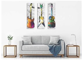 Картина за стена от 3 части върху платно Китари - Wallity