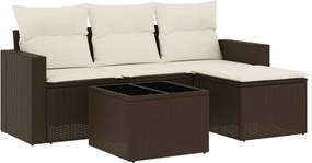 3251220 vidaXL Градински комплект с възглавници, 5 части, кафяв полиратан