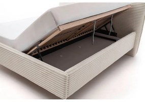 Бежово тапицирано двойно легло с място за съхранение с включена подматрачна рамка 160x200 cm Matera – Meise Möbel