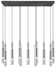 LED висящо осветително тяло със стъклен абажур в черно-сребристо Lucent - Trio Select