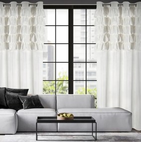 Елегантна кадифена завеса, украсена с волан - бяла Ширина: 140 см | Дължина: 270 см