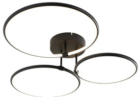 Таванна лампа черна с LED 3-степенна димируема 3-светлина - Joaniqa