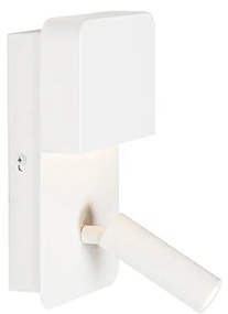 Стенна лампа бяла с LED с USB и лампа за четене с превключвател - Robin