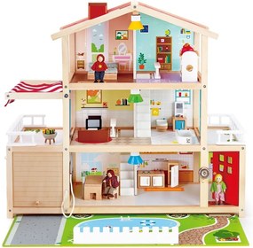 Hape - Дървена къща Имение с обзавеждане и кукли H3405