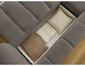 Кафяво-сив сгъваем/с място за съхранение ъглов диван (ляв ъгъл) Fuji – Bobochic Paris