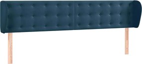 3117648 vidaXL Горна табла за легло с уши, тъмносиня, 203x23x78/88 см, кадифе