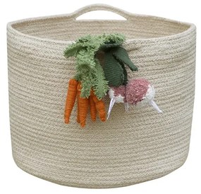 Кремава текстилна детска кошница за играчки ø 30x23 cm Veggies – Lorena Canals