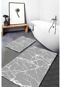 Сиви килими за баня в комплект 2 бр. 60x100 cm Cracks – Mila Home