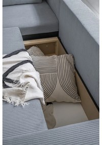 Светлосив разтегателен ъглов диван от рипсено кадифе (променлив) Brave Dave – Miuform