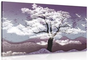 Картина на платно – Дърво залято с облаци