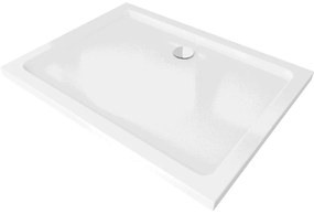 Правоъгълна тънка душ кабина Mexen Flat 90 x 70 см, бяла, хромиран сифон - 40107090