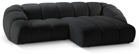 Черен ъглов диван (десен ъгъл) Diana – Micadoni
