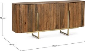 Скрин от масивно манго в златист цвят/в естествен цвят 160x75x40 cm Vilas – Bizzotto