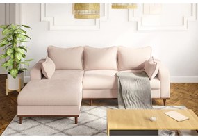 Бежов ъглов диван от рипсено кадифе (ляв ъгъл) Beata – Ropez