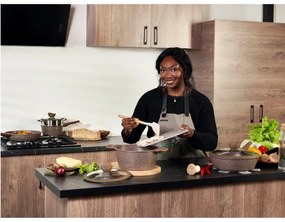 Комплект тенджери и тигани Just Perfecto JL-26, 14 ч, Отливка, Мраморно покритие, Индукция, Съд за готвене на пара, Аксесоари, Кафяв