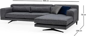 Тъмно сив ъглов диван , десен ъгъл Jivago - Artie