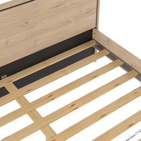 Двойно легло от дъбов декор с включена подматрачна рамка в естествен цвят 180x200 cm Ry – Tvilum