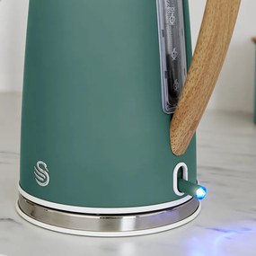 Електрическа кана Swan SK14610GREN, 3000W, 1.7L, Неръждаема стомана, Миещ се филтър, Зелен