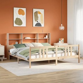 3322321 vidaXL Легло с етажерка за книги, без матрак, 180x200 см, бор масив