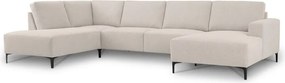 Бежов шенилов ъглов диван (ляв ъгъл/U форма) Fabian – Scandic