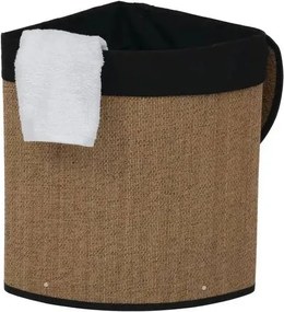 Кош за пране 5five, Ъглов, Бамбук и черен плат, 48 l