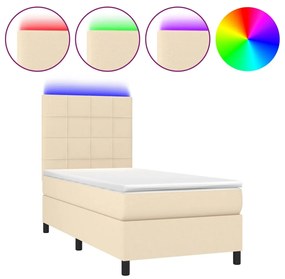 3134834 vidaXL Боксспринг легло с матрак и LED, кремаво, 80x200 см, плат
