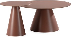 Кафяви кръгли масички за кафе в комплект 2 бр. със стъклен плот ø 80 cm Vida – MOME