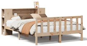 3322088 vidaXL Легло с етажерка за книги, без матрак, 150x200 см, бор масив