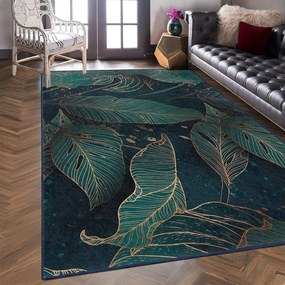 Килим подходящ за пране в петролен цвят 160x230 cm Midnight Jungle – Mila Home