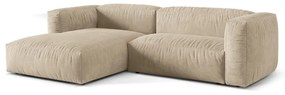 Бежов кадифен модулен ъглов диван (ляв ъгъл) Martina – Micadoni