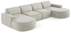 Кремав шенилов ъглов диван (U форма) Omao – Makamii