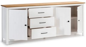 Бял нисък скрин от масивен бор 190x80 cm Miranda – Marckeric