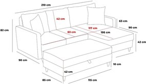 Антрацитен ъглов диван (ляв ъгъл) Eva – Balcab Home