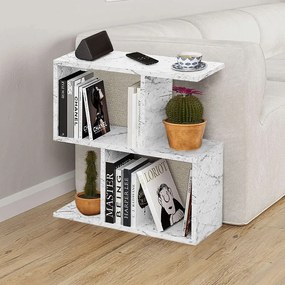 Странична масичка Homemania от меламин в бял мраморен цвят 60x20x60см.