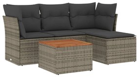 3255941 vidaXL Градински комплект с възглавници, 5 части, сив полиратан