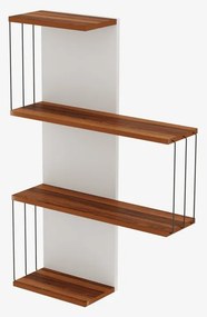 Подова етажерка с декор от бор в бял и естествен цвят 64 cm Cambel - Kalune Design