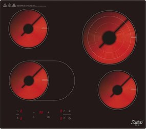 Стъклокерамичен котлон за вграждане ZEPHYR ZP 1445 IR4, 6700W, Инфрачервен нагревател, Четворен, Черен